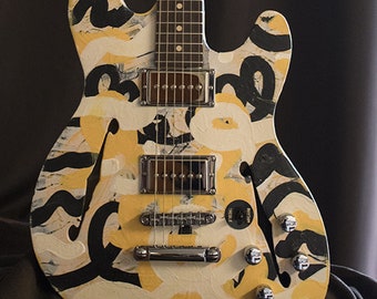 Hand Painted Mooncaster Guitar