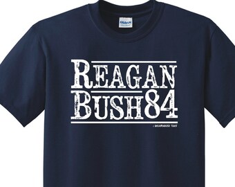 Reagan Bush '84 Ronald Reagan Vintage Style Political Conservative Funny Tee Shirt