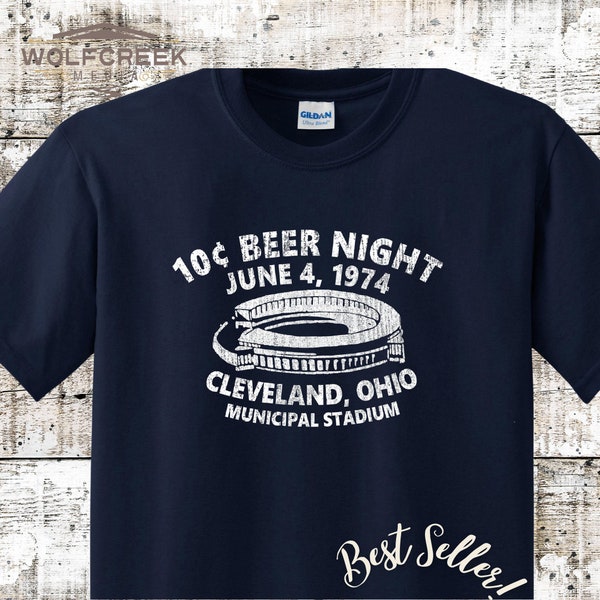 10 Cent Beer NIght 1974 Cleveland Indians Municipal Stadium Vintage Style Tee Shirt