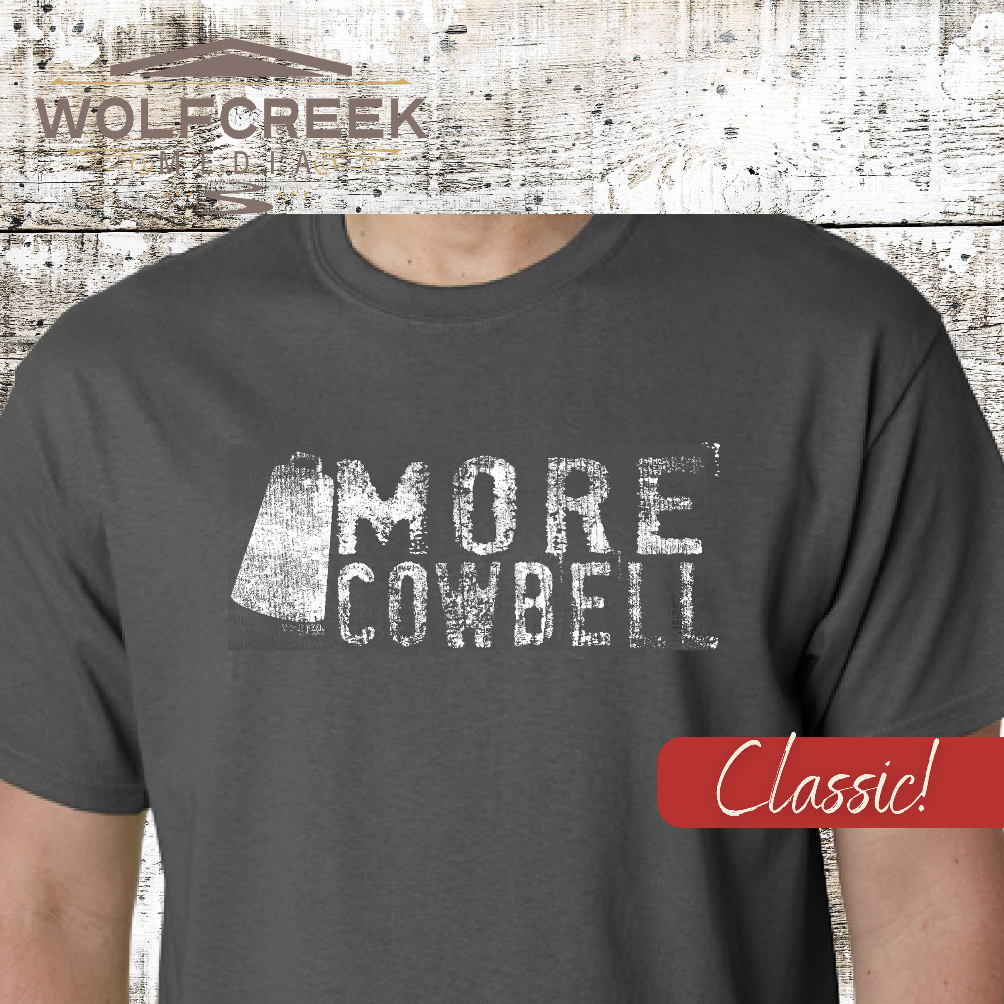 MORE COWBELL Tee Shirt Multiple Colors Local Music Band Rock Jazz Funny
