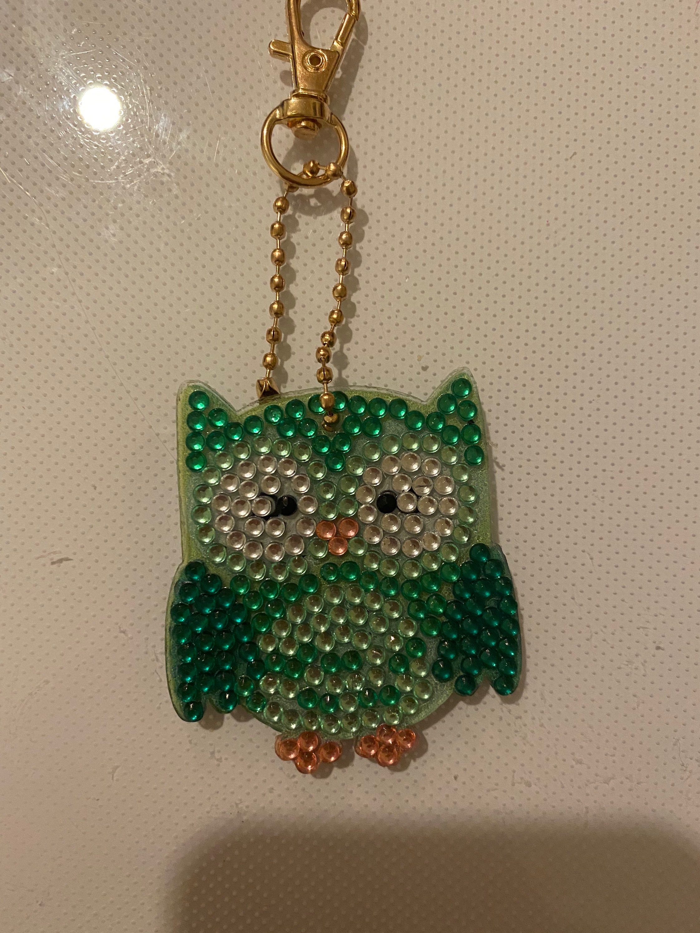Handmade Owl diamond painting key ring Etsy