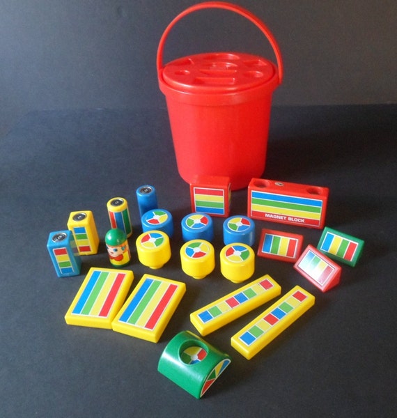 Vintage Hilco 21 Piece / Block Set With Bucket Etsy