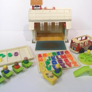 Vintage 1970's Fisher Price Play Family Schoolhouse / School #923 with Accessories