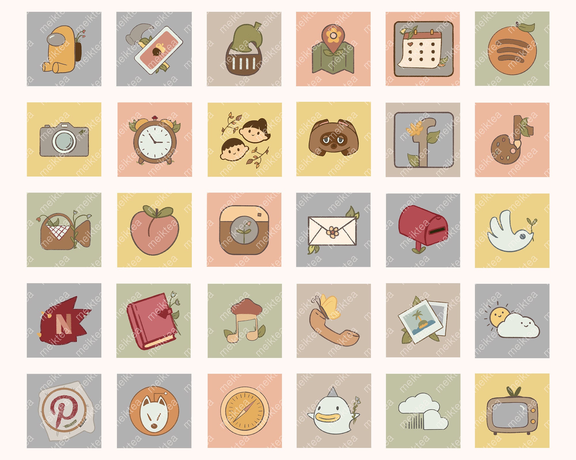 Cute Animal Crossing Icon Set ios 14 & Android Etsy