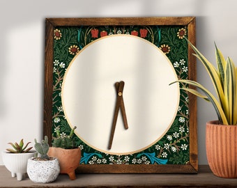ROYAL VINTAGE CLOCK - Antique Boho Desk Clock, Greek Illustration Wall Decor, Living Room Wooden Clock, Clock for Walls