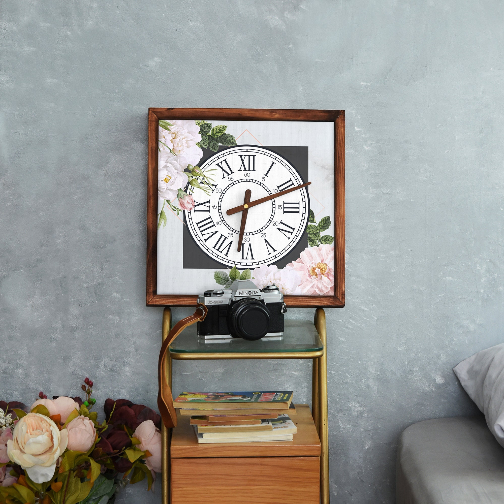 Clock Bathroom Wall Clock Analog Desk Clock Wooden Clock Etsy