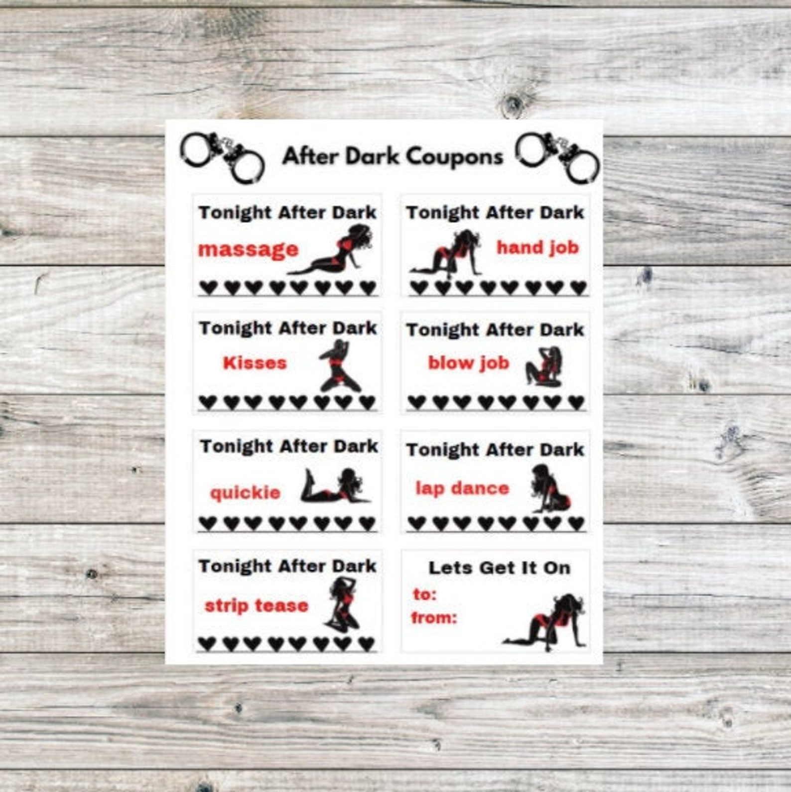 Sex Coupons for After Dark Printable Digital Download Etsy