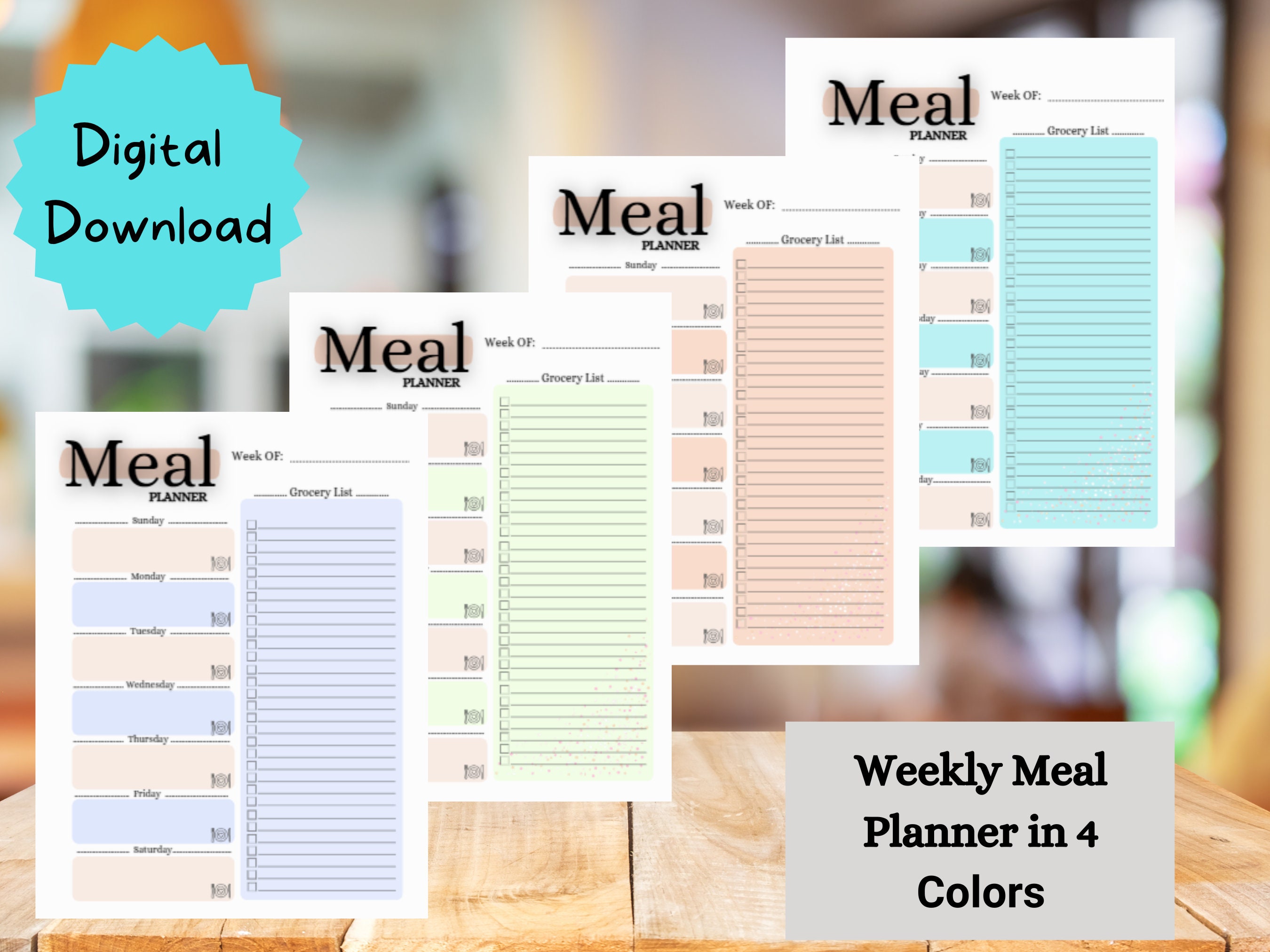 Weekly Meal Planner Digital Download | Printable Weekly Meal Planner ...