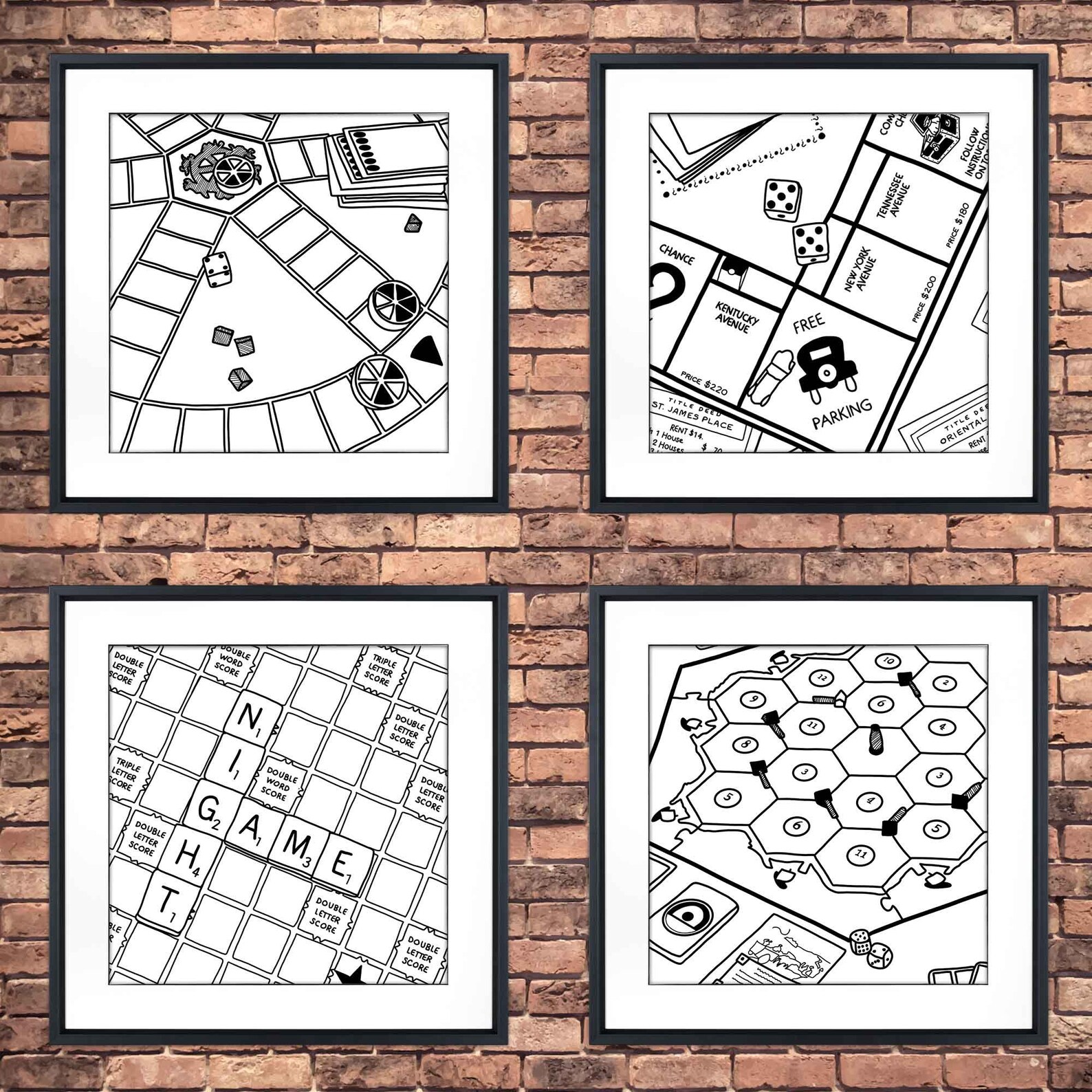Game Board Wall Art Game Board Sketch Printable Game Room Etsy