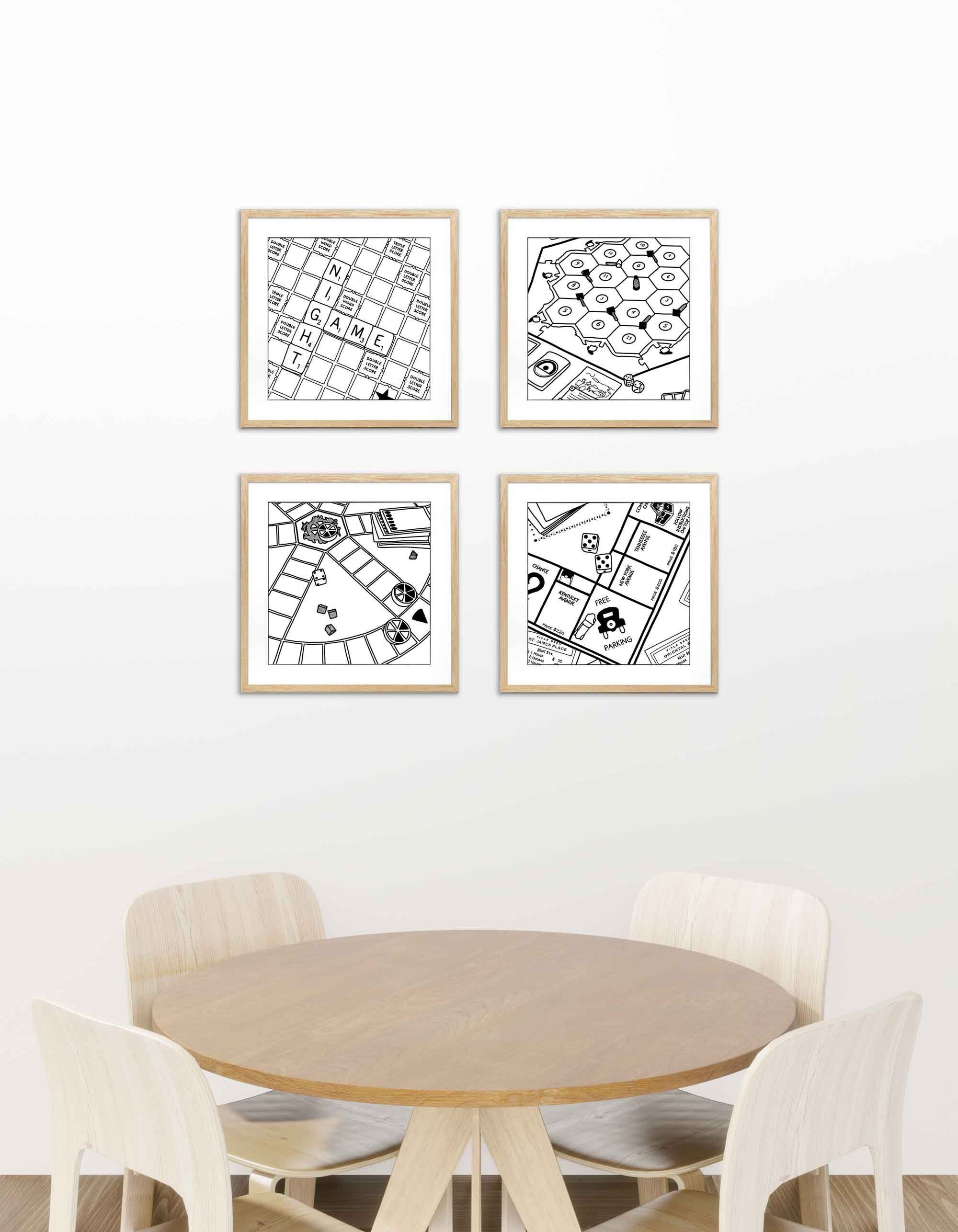 Game Board Wall Art Game Board Sketch Printable Game Room Etsy
