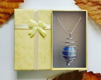 Green /& White Doolie Wire Wrapped Pendant