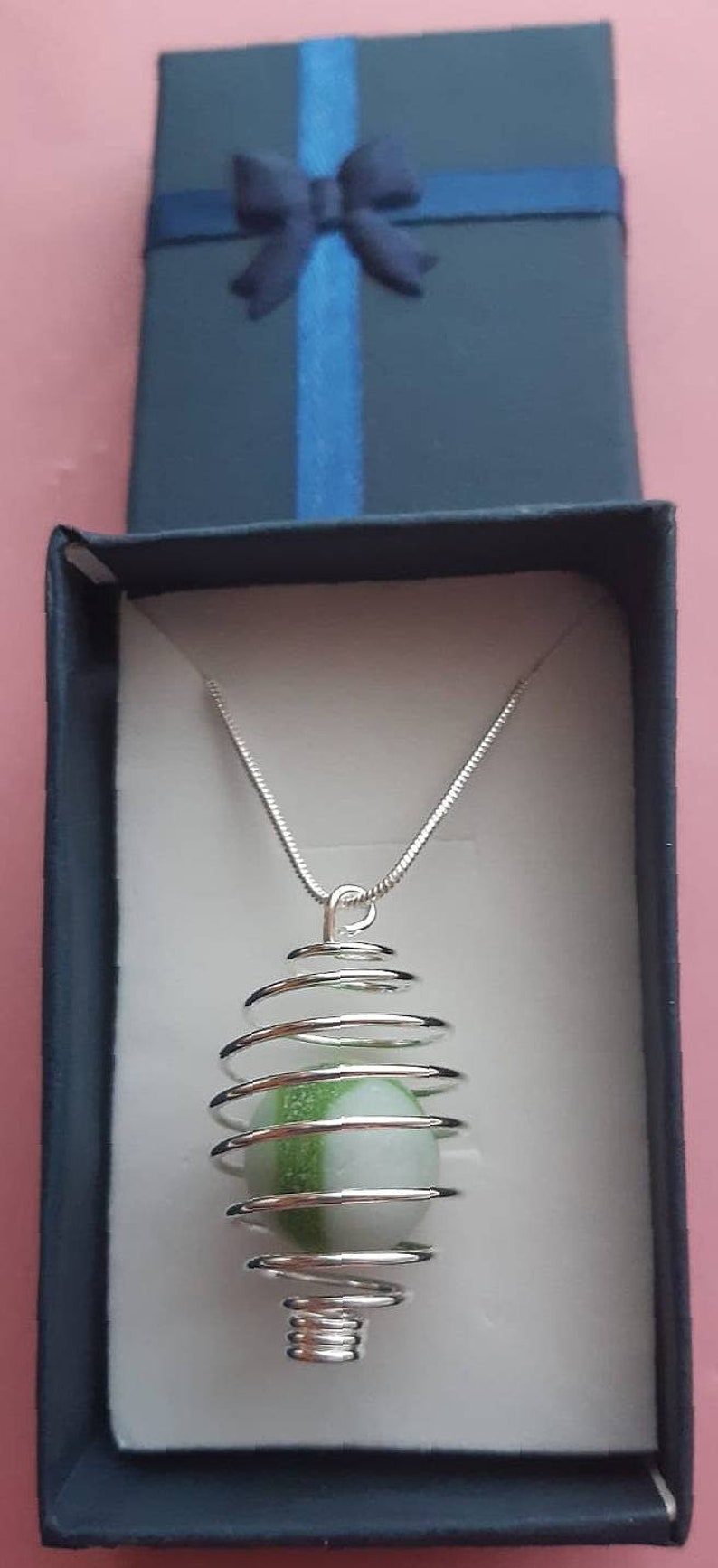 Green /& White Doolie Wire Wrapped Pendant
