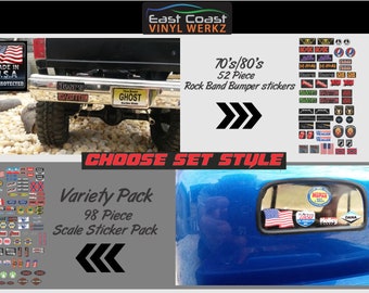 1/10 Scale RC Car / Truck - Scale Bumper sticker / vinyl decal packs - Choose from 2 styles