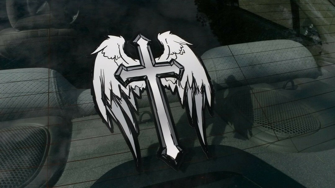 Winged Cross / Angel Wings W/cross - Window Decal for Car Truck SUV 4x4 ...