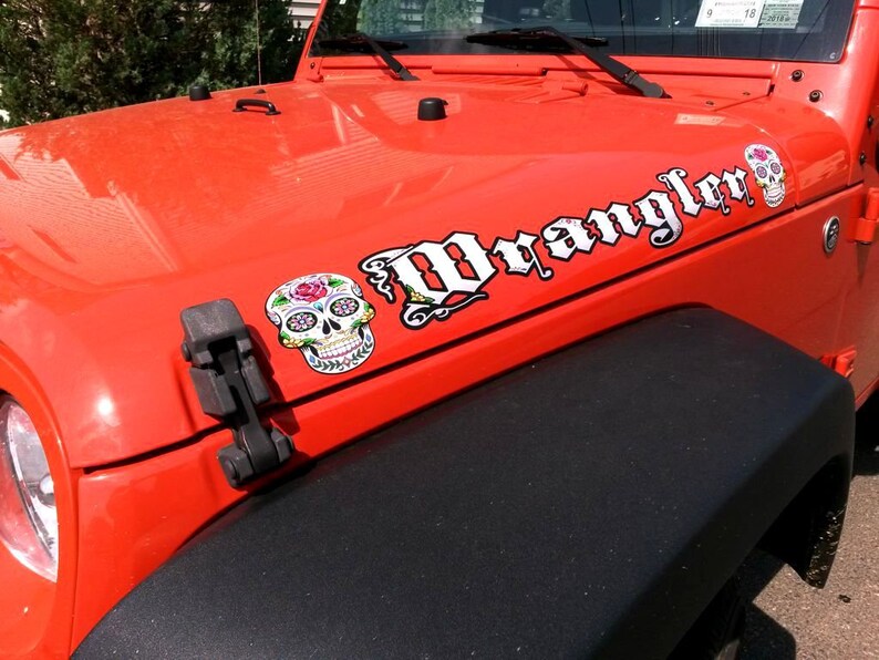 Wrangler Sugar Skull Hood Decals 2pc. Set Day of the Dead Etsy