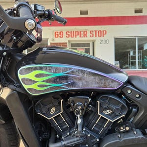 Indian Scout Motorcycle Tank decals - Ignitor - Hot Rod Flames - PICK COLOR - 3pc set   For: Bobber Rogue 20 60