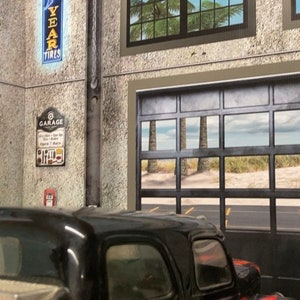 1/10 Scale RC Scale Garage Walls / Diorama / backdrop  -  Decal kit - For R/C Crawler, Cars trucks - &#39;Tide & Torque Garage&#39;