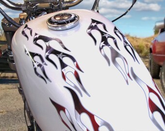American Flag - Flame decals - 28pc set - For Harley & All motorcycles and  helmets
