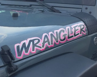 Hood decals Made For / Compatible with:  Wrangler - PINK - 2pc set