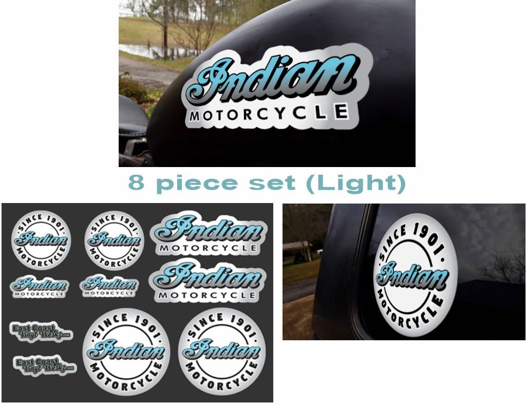 Indian 1901 Motorcycle Vinyl Decal Tank Logo 8 Piece Set, Choose From 5 ...