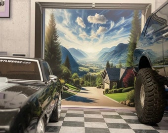 1/10スケール RCスケールガレージ壁/ジオラマ/背景 - デカールキット - R/Cクローラー、車、トラック用 - 「アフタヌーンドリームガレージ」