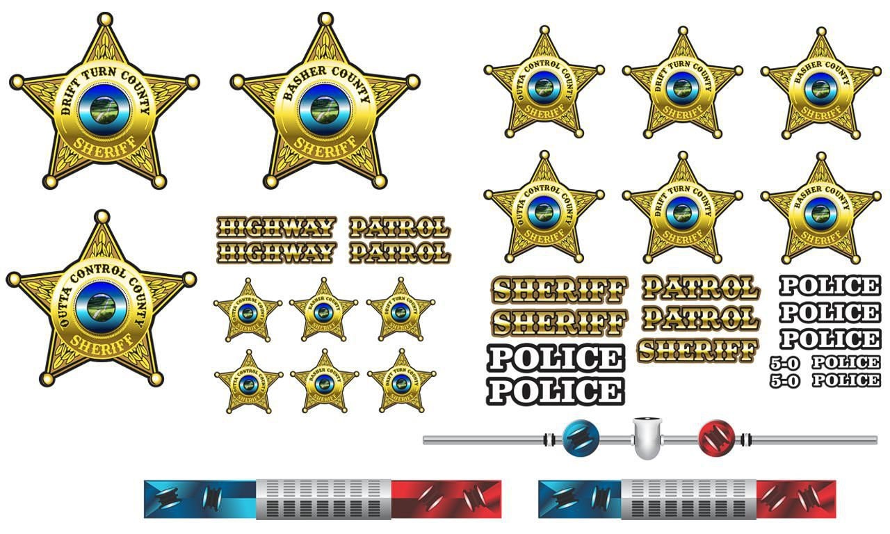 Sheriff Vinyl Decals Universal 1/10 1/8 Scale R/C Sets 2 Etsy
