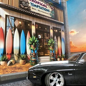1/10 Scale RC Scale Garage Walls / Diorama / backdrop -  Decal kit - For R/C Crawler, Cars trucks - &#39;Sunset Beach&#39;
