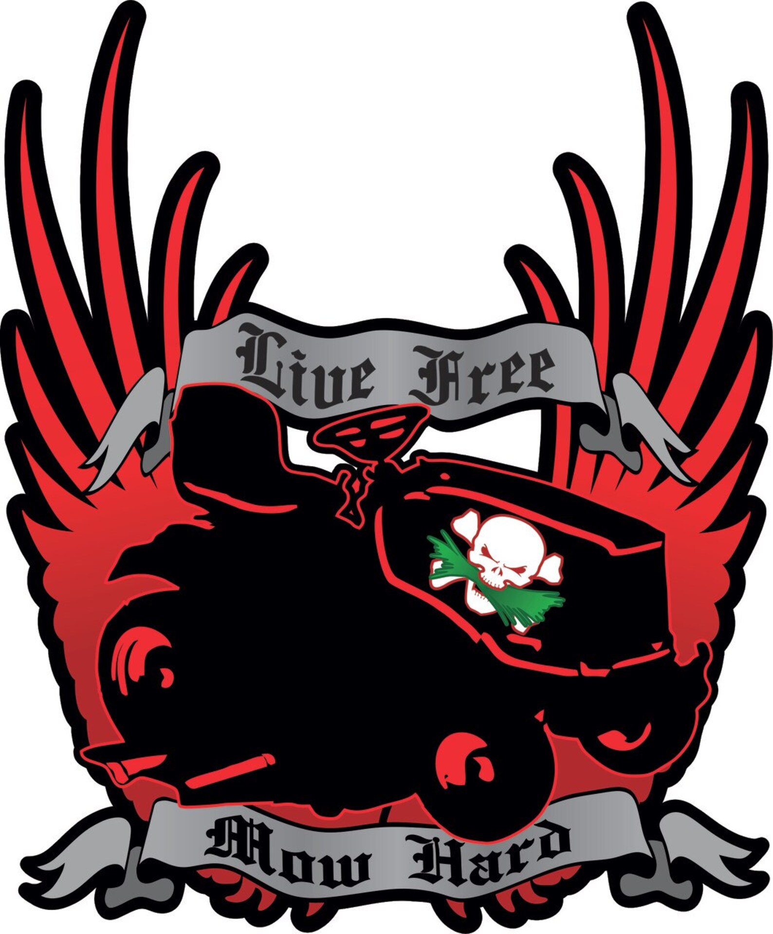 Live Free MOW HARD vinyl Hood Decal for Riding Mowers Lawn Etsy
