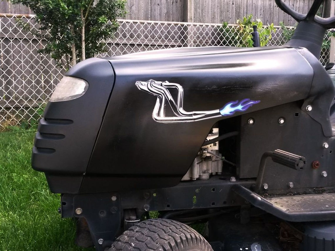Racing Header Vinyl Decals for Riding Lawn Mowers - 2 Pc Set - Pick ...