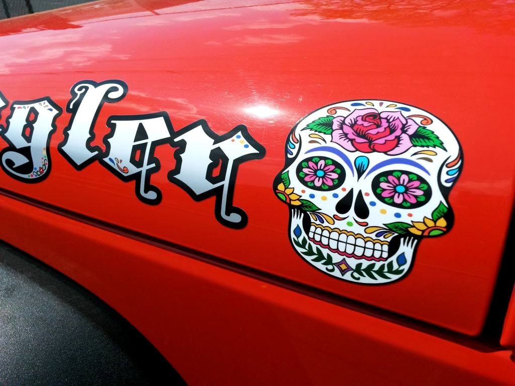 2PC Car Stickers Skull Flames Badge Vinyl Decals for Car Door and Window  Decoration Stickers Car Accessories