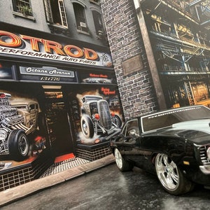 1/10 Scale RC Scale Garage Walls / Diorama / backdrop -  Decal kit - For R/C Crawler, Cars trucks - &#39;Builder&#39;s Slice Factory&#39;