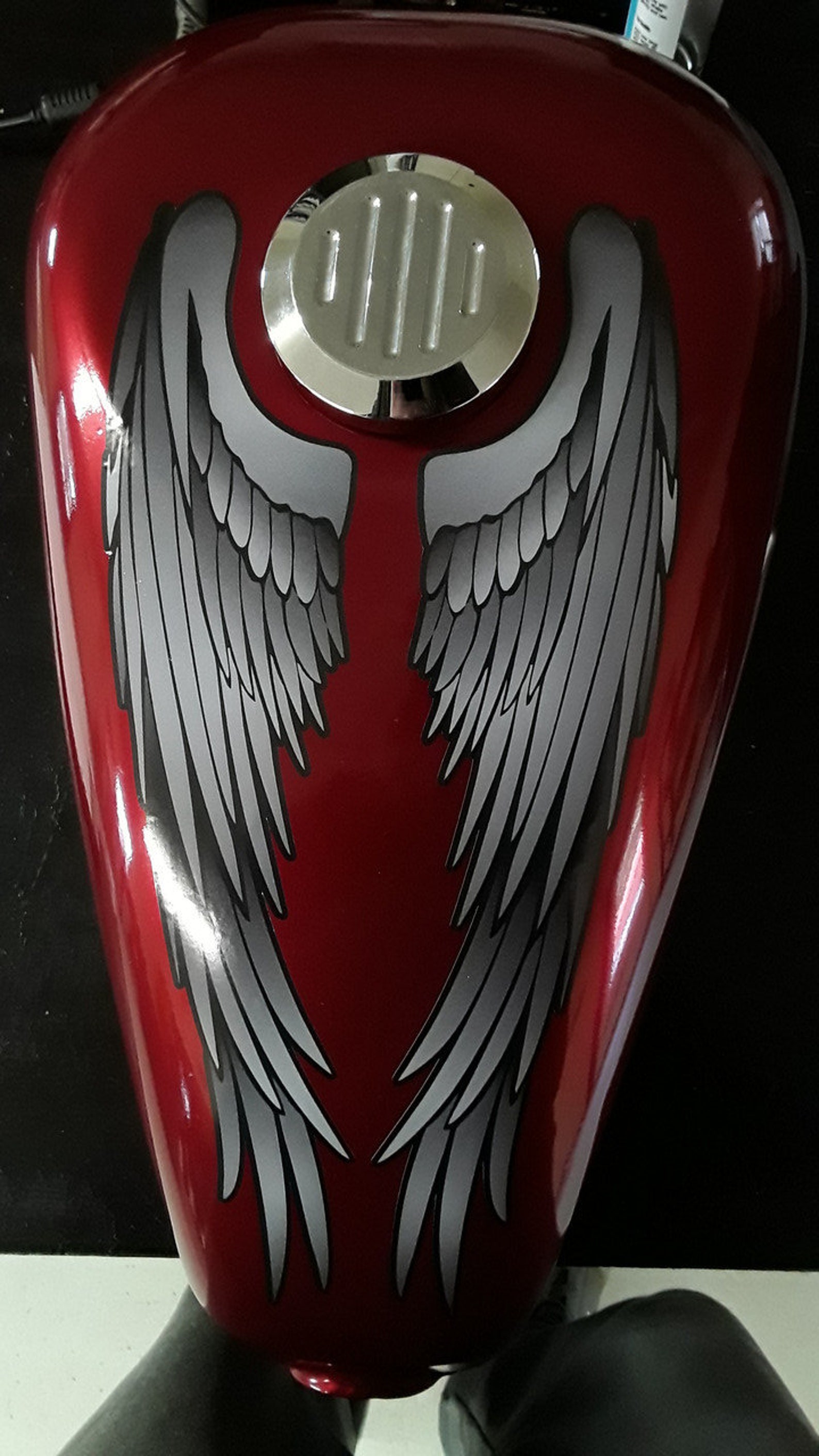 Motorcycle Tank Decals - Angel Wings (BLACK) for Tank Top or Sides for ...