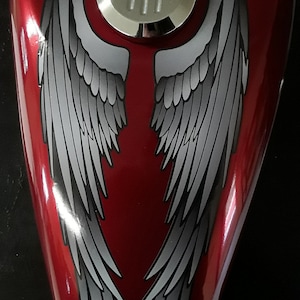 Motorcycle Tank decals - Angel Wings (BLACK) for tank top or sides for Harley Sportster V Star Indian bobber dynaglide  scout shadow