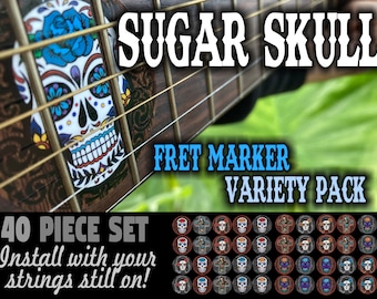 Sugar Skull 40 piece Guitar Fret Marker Fingerboard  set - for Dean Gibson Warlock Jackson ML Fender Flying V Yamaha acoustic Harmony Donner
