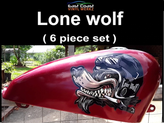 Lone Wolf Motorcycle Tank Fender Fork Decals 6 Piece Set for