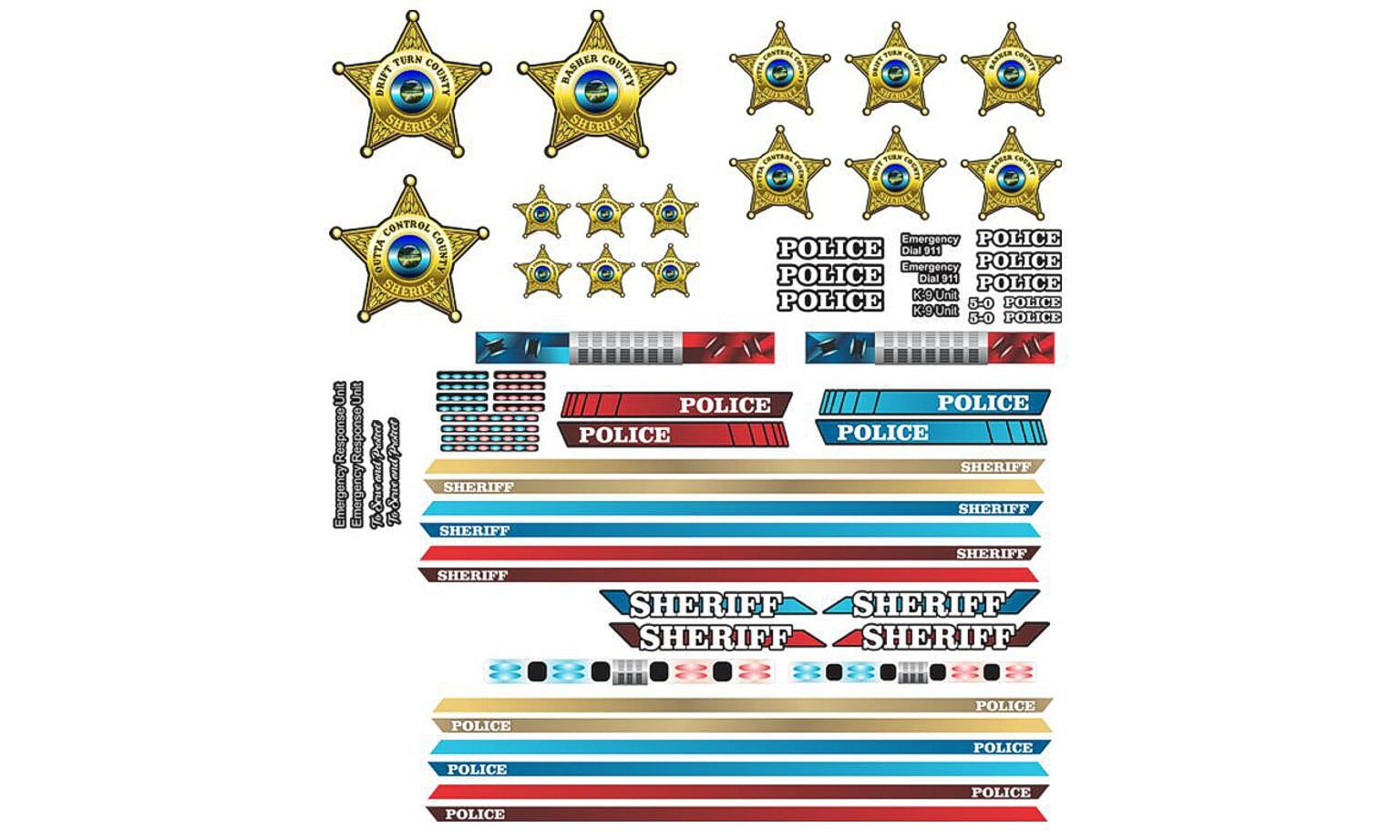 Sheriff Vinyl Decals Universal 1/10 1/8 Scale R/C Sets 2 Etsy