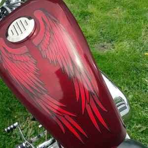 Motorcycle Tank decals - Angel Wings (RED) for tank top or sides for Harley Sportster V Star Indian bobber dynaglide  scout shadow