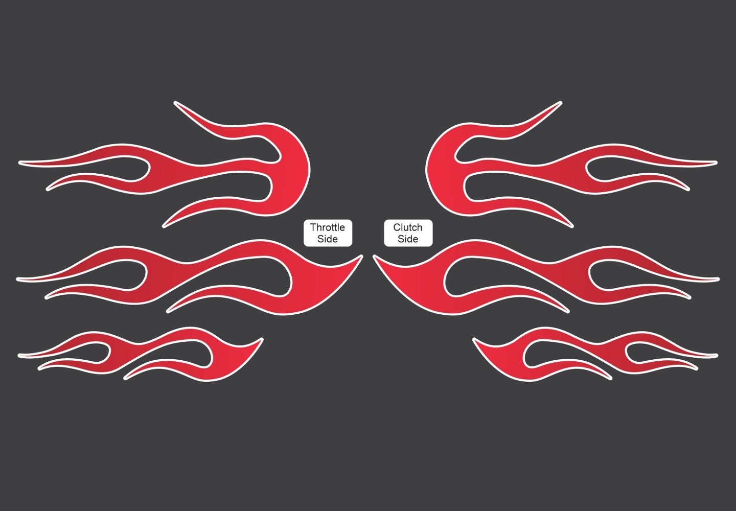 Motorcycle Flame Decals - Hot Rod Big No. 6 - Cherry Red W/ White