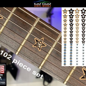 Guitar Fret Marker decals  (Stars) - 102pc set, inlay overlay for Dean Gibson Fender Jackson