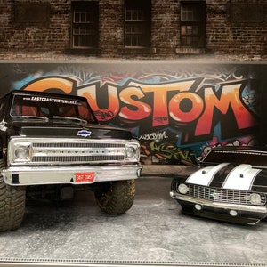 1/10 Scale RC Scale Garage Walls / Diorama / backdrop -  Decal kit - For R/C Crawler, Cars trucks - &#39;Custom Factory&#39;