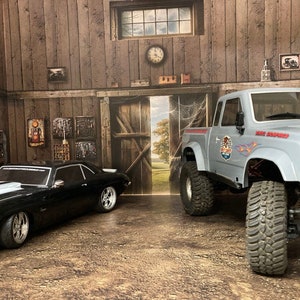 1/10 Scale RC Scale Garage Walls / Diorama / backdrop -  Decal kit - For R/C Crawler, Cars trucks - &#39;Buckaroo Brake Barn