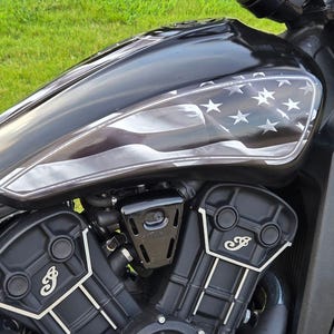 Indian Scout Motorcycle Tank decals - Star Spangled Scout - Blackout version - Gloss OR Matte Finish  for Scout Bobber 60 20 Rogue 2015-2024