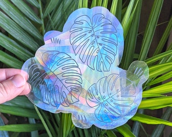 Monstera Leaf Suncatcher Window Sticker | Create beautiful rainbow prisms with a suncatcher decal