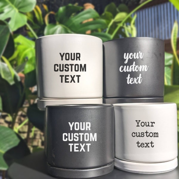 Custom Ceramic Plant Pot | Black and white ceramic planters perfect for house plants and personalized gifts