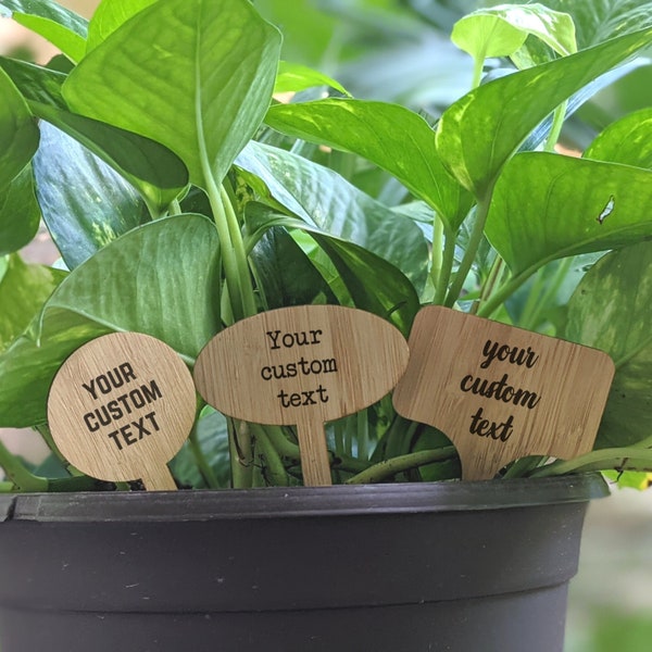 Custom Wood Plant Tag | Wooden bamboo plant stakes perfect for plant identification and personalized gifts