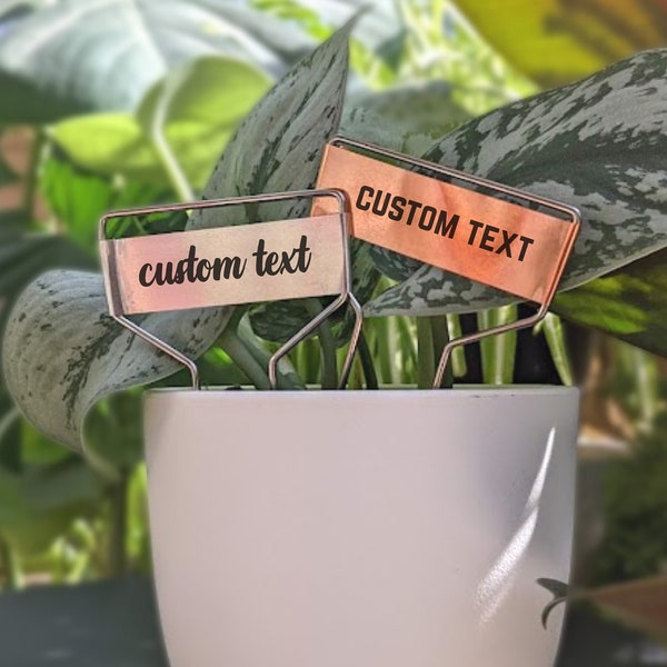 Custom Metal Plant Tag | Copper and silver plant stakes perfect for plant identification and personalized gifts