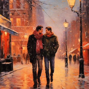Christmas in the City--Male Couples--Set of Three Digital Prints--8 x 10--Instant Download