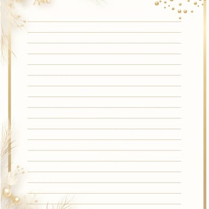 Golden Christmas Lined and Unlined and Writing Papers--Two Designs--Instant Download--8 1/2 x 11