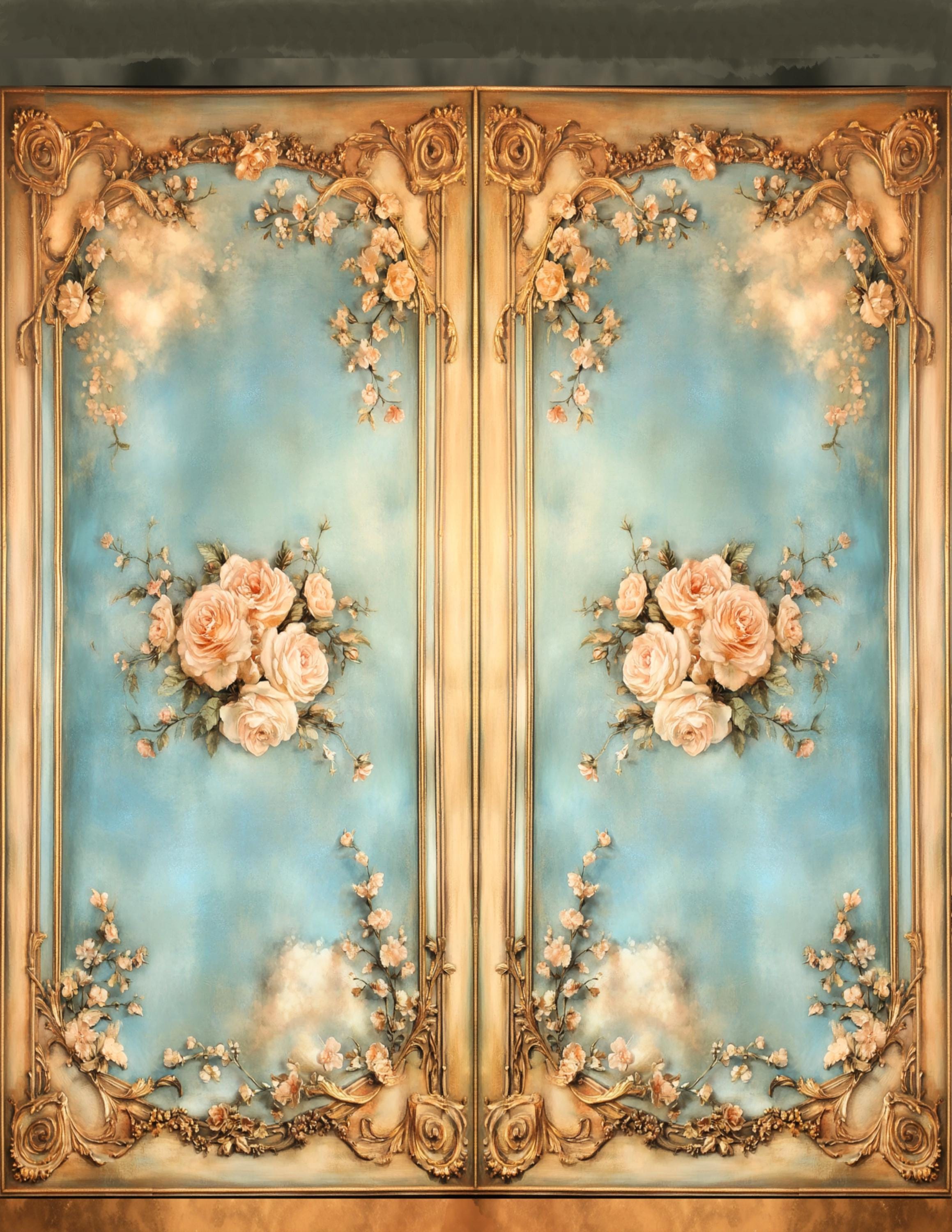 Dollhouse Wallpaper, Two Elaborate Gilt Rococo Palace Style Panels--jpg ...