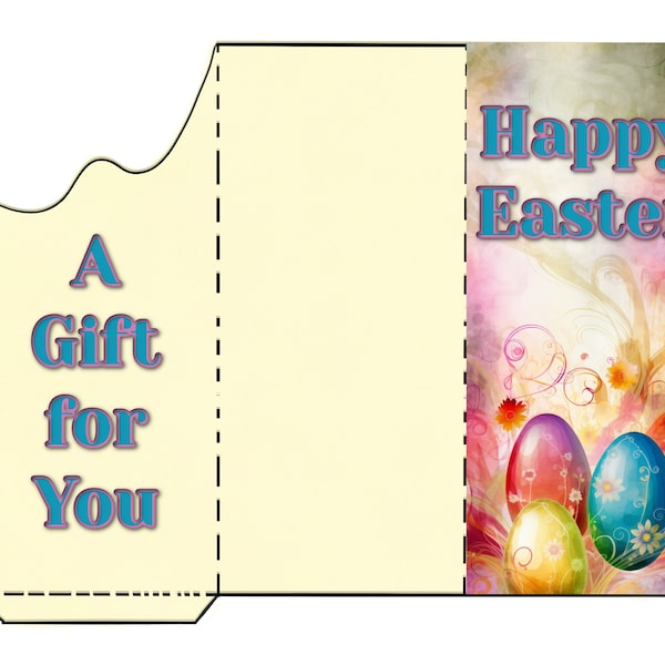 Happy Easter Money Holder Gift Card Retro Egg Design for Instant Download